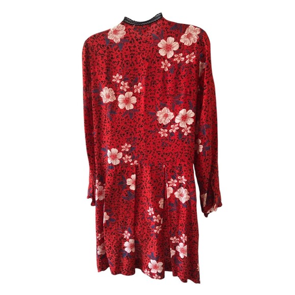 Zadig & Voltaire Women's Ruti Pensee Long Sleeve Floral Silk Red Mini Dress Sz S - Picture 2 of 9